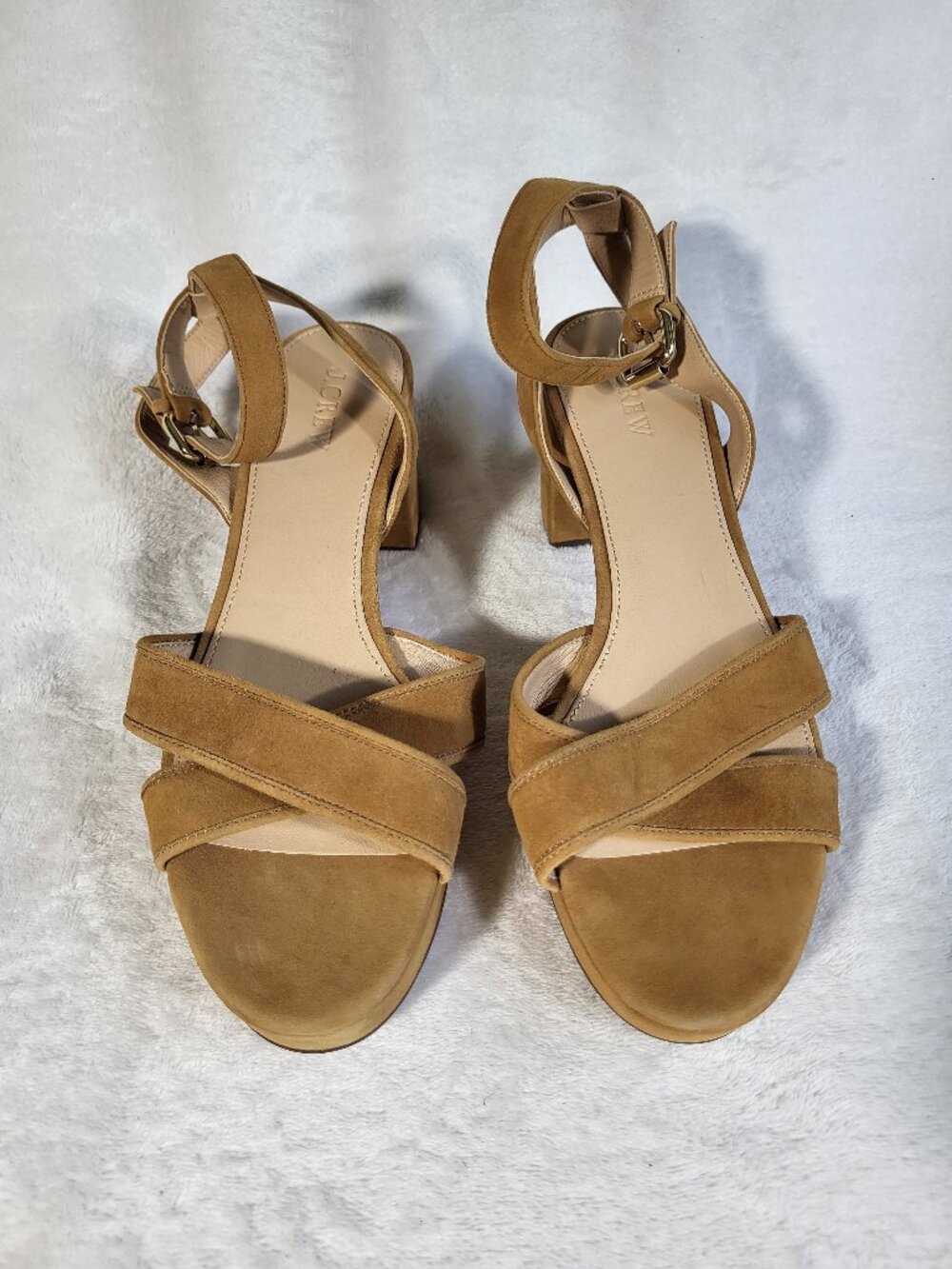 J.Crew Women's Criss-Cross Suede Platform Heels Sandals Size 9.5 - Picture 3 of 9